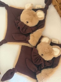 Image 2 of DOUDOU CARRÉ OURS  DOUBLE GAZE CHOCOLAT