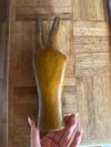 70s handcarved large blonde wood peace statue