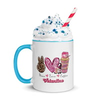Image 4 of Valentine, Peace, Love Coffee Mug with Color Inside