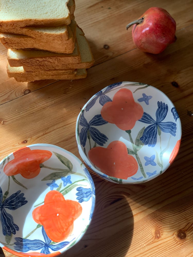 Image of Assiettes creuses champs de fleurs