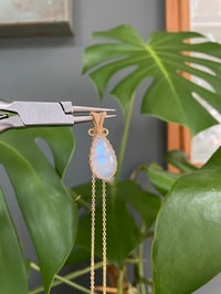 Image 2 of Gold Moonstone Teardrop Crystal Necklace