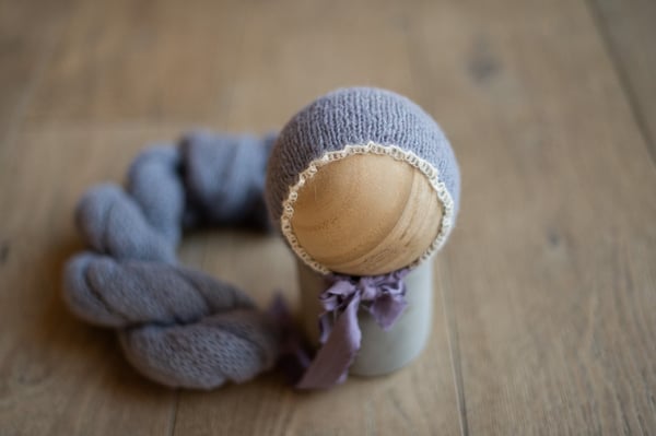 Image of Dusty lavender Bonnet with Lacy brim 