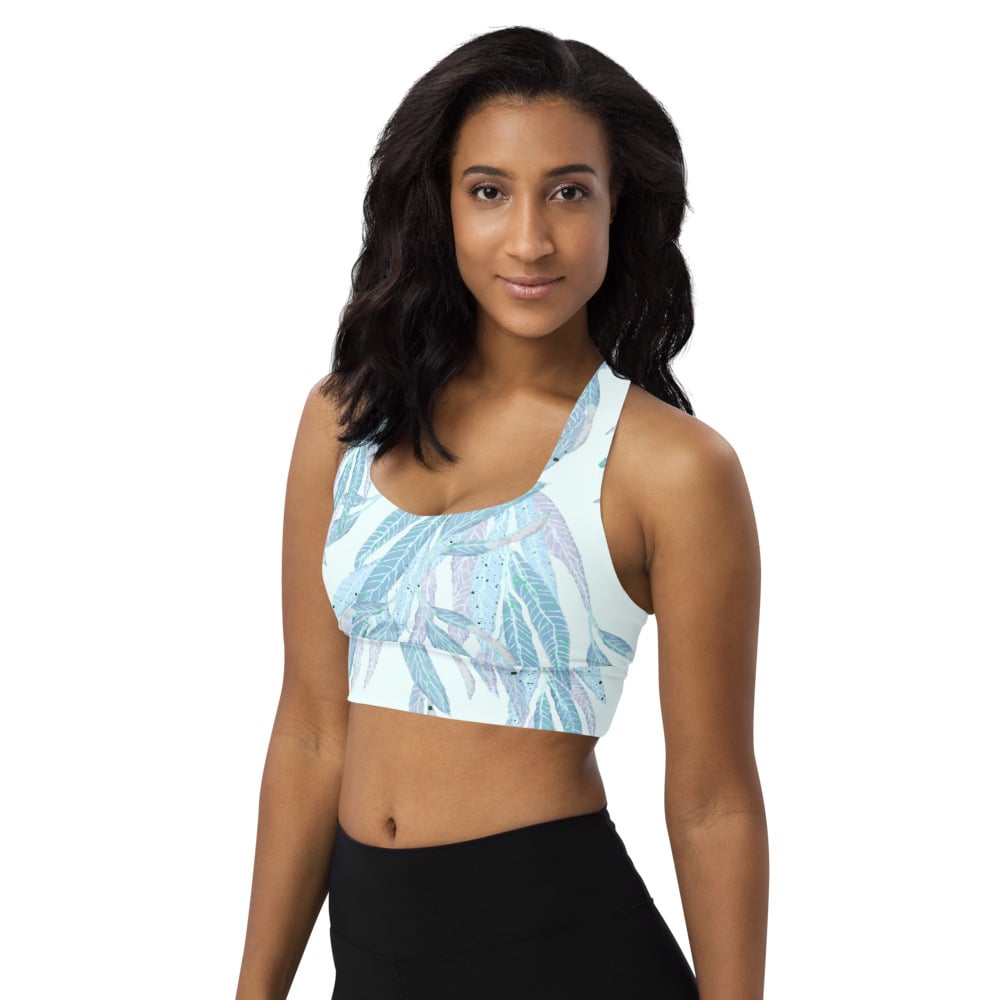 Image of Willow leafs blu blu Longline sports bra