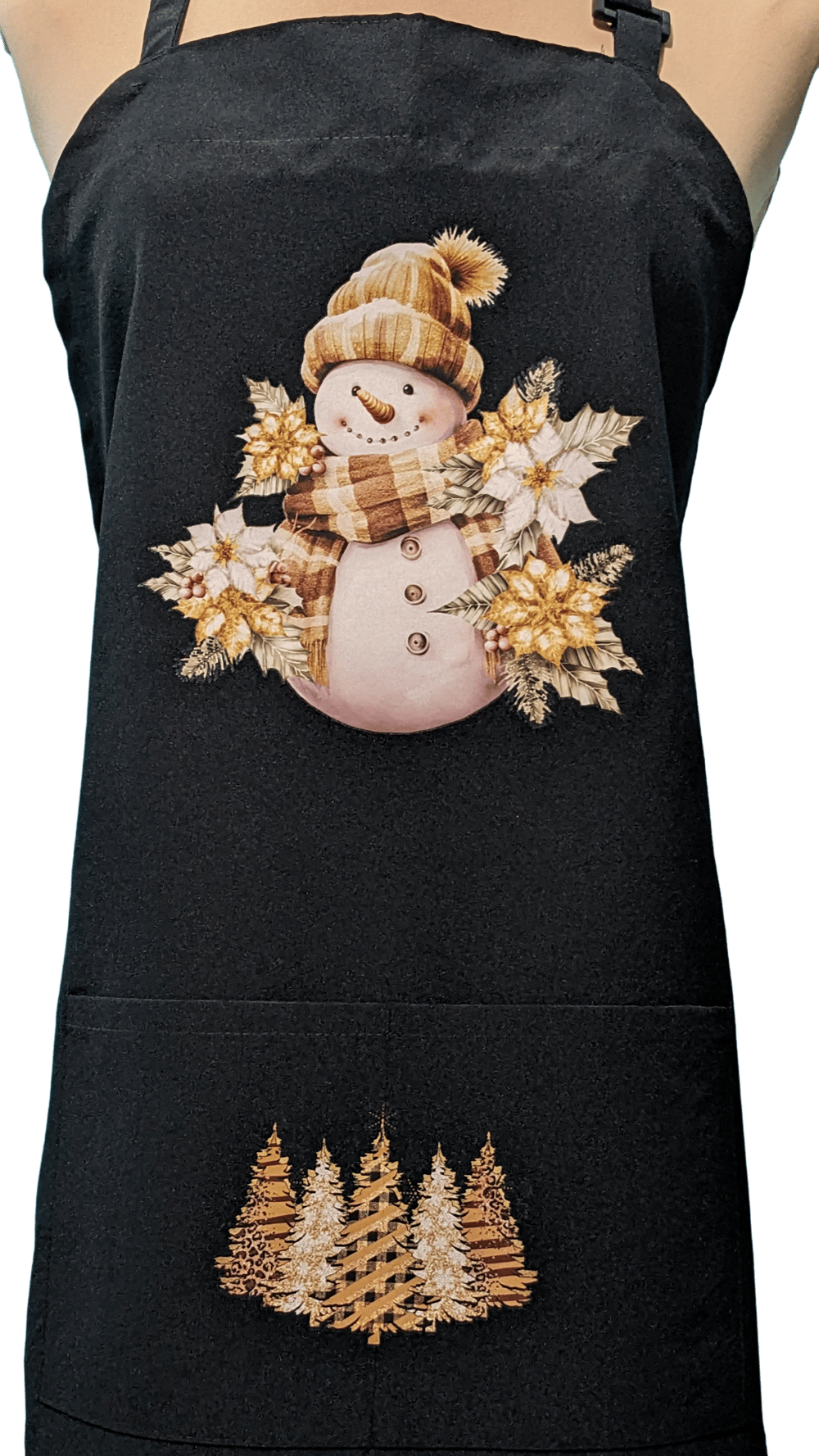Image of Golden Stowman Christmas Apron (black)