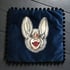 Blue velvet bat patch cushion cover with black pom pom fringing Image 3