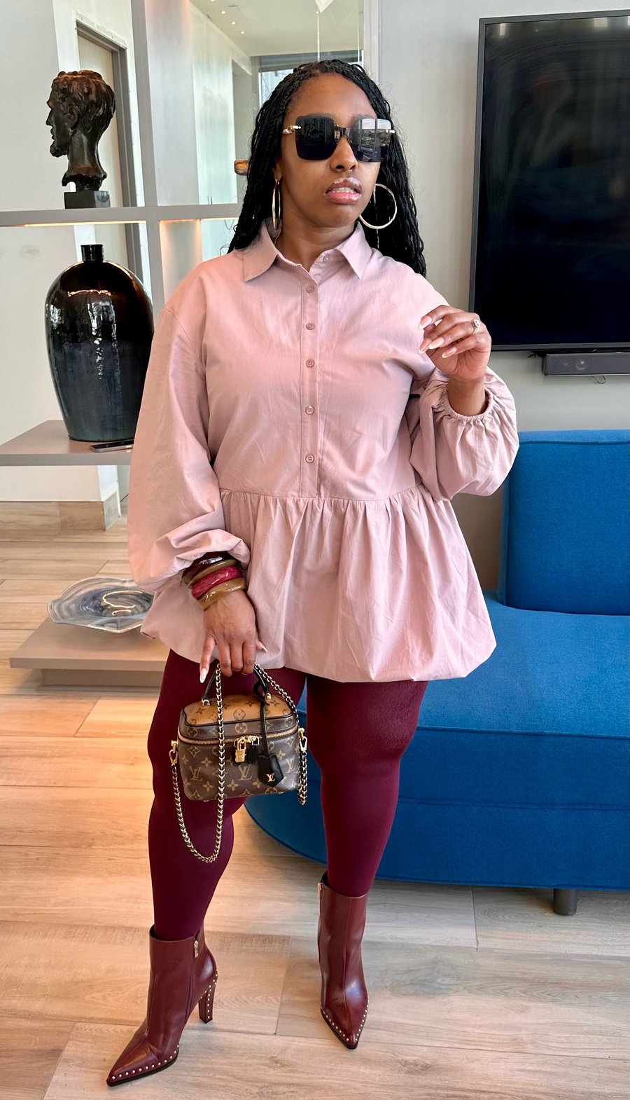 Image of School Girl Bubble Dress Shirt Mauve