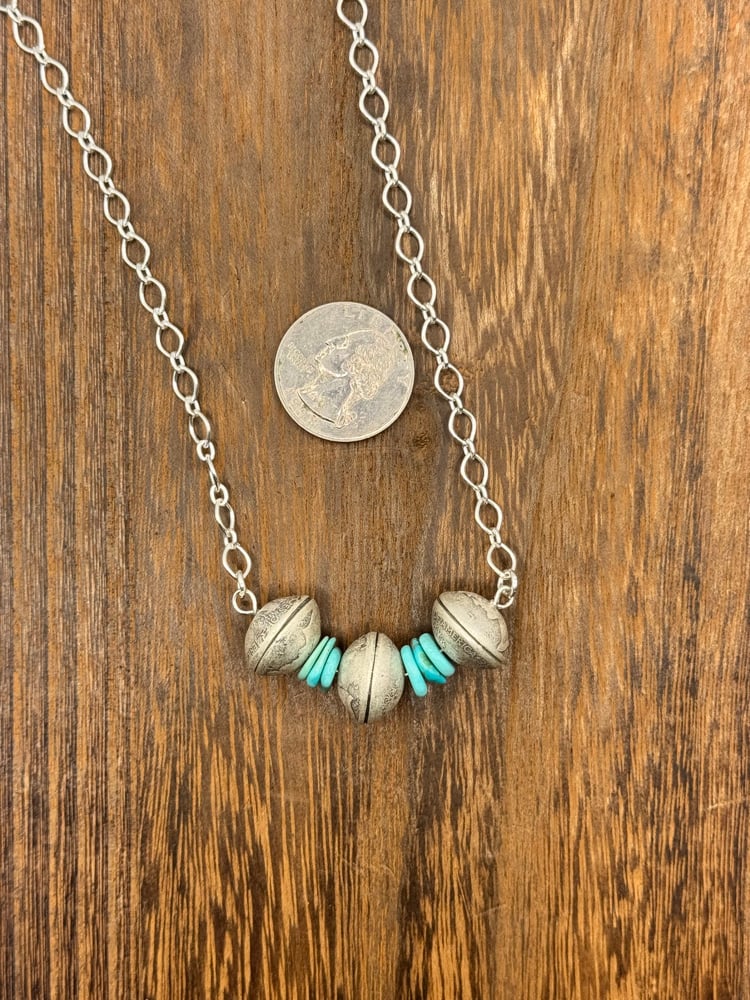 Image of Mercury Dime & Kingman Necklace 🩵🩵