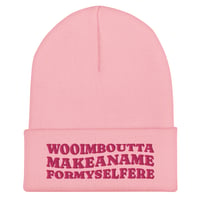 Image 3 of Wooimbouttamakeformyselfere Cuffed Embroidered Beanie