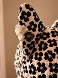 Image 6 of Haute Couture: Hand Beaded Quilted Black Floral Cat Hat