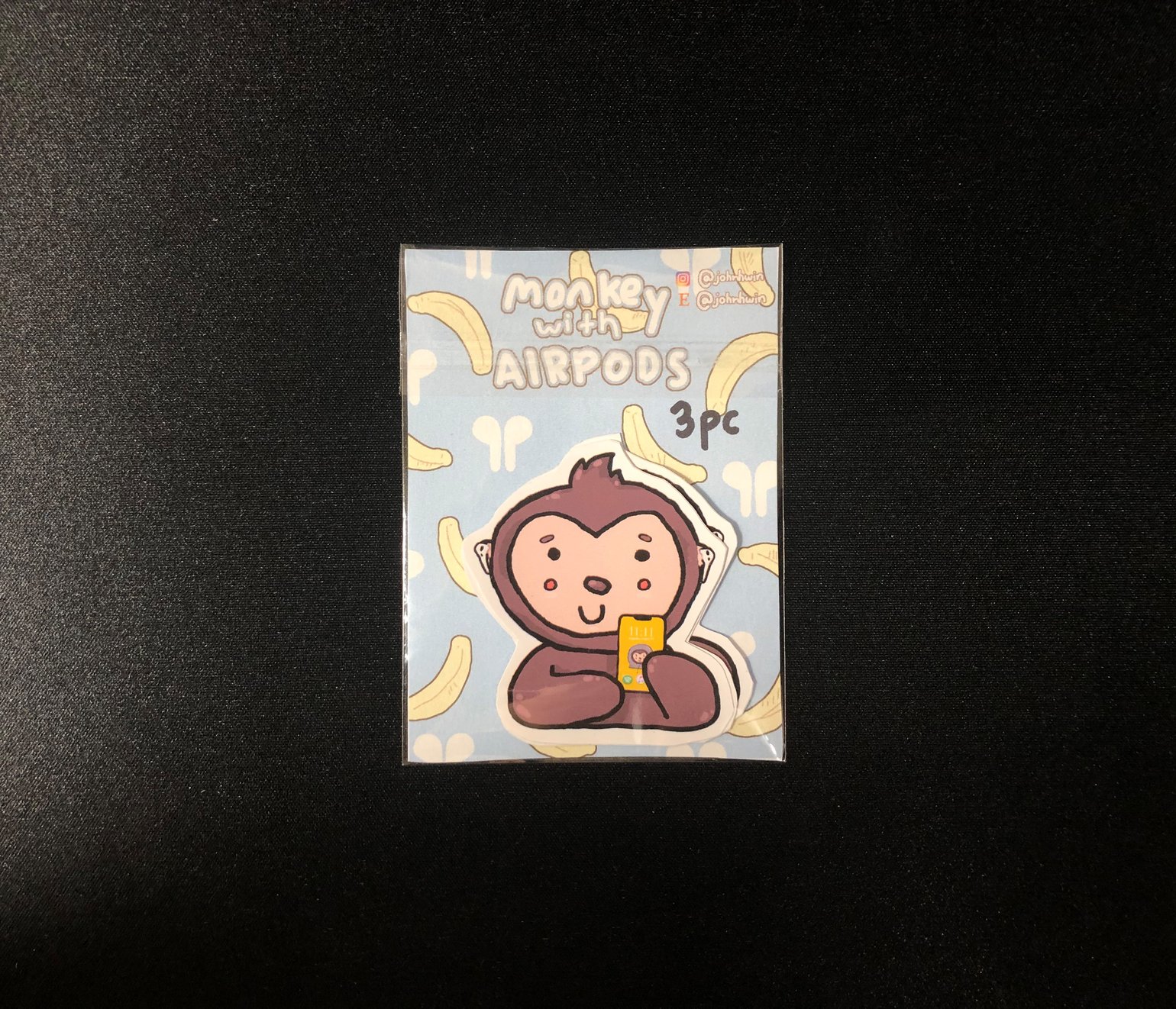 Image of "Monkey with Airpods" Vinyl Sticker Pack 3pc