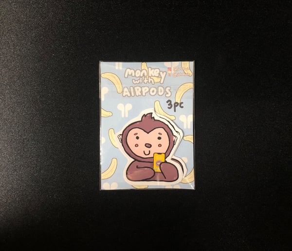 Image of "Monkey with Airpods" Vinyl Sticker Pack 3pc