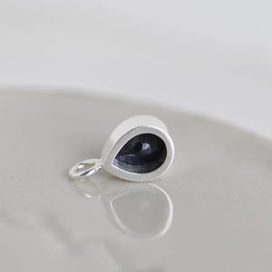 Image of Vietnam Dark Blue Sapphire pear cut silver necklace