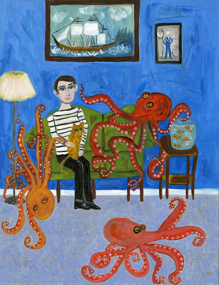 Image of After an especially profound encounter, Hugh will never again eat octopus. Limited edition print.