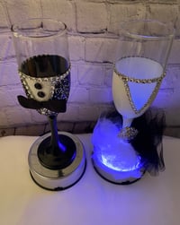Image 2 of Personalize customize Glitter picture with quotes phrases wine glasses  all items are made to order 