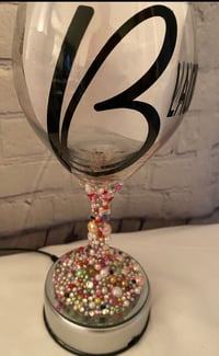 Image 3 of Personalize customize Glitter picture with quotes phrases wine glasses  all items are made to order 