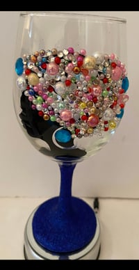 Image 4 of Personalize customize Glitter picture with quotes phrases wine glasses  all items are made to order 