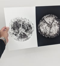 Image 1 of "Age" Black & White - Our original tree ring block art print on recycled paper.