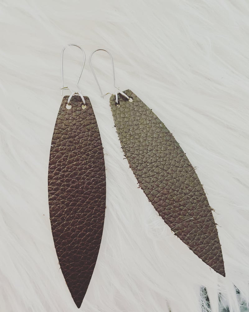 Image of Brown leather dangles 