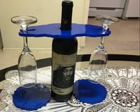 Wine bottle/glass holder and coaster set any color of your choice with or w/o flakes