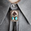 Zuni Horse Head Bolo tie signed by Mike and Sarah Simplicio Mother of Pearl with Turquoise Nuggets 