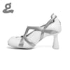 White TPU spliced sports middle heel shoes "adult"
