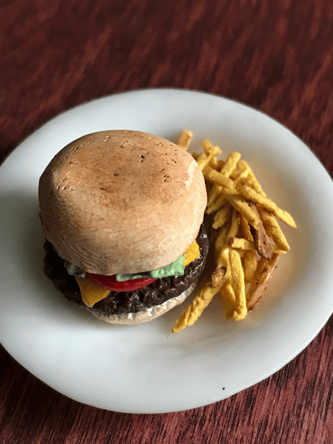 Burger with fries food model–Sampuru