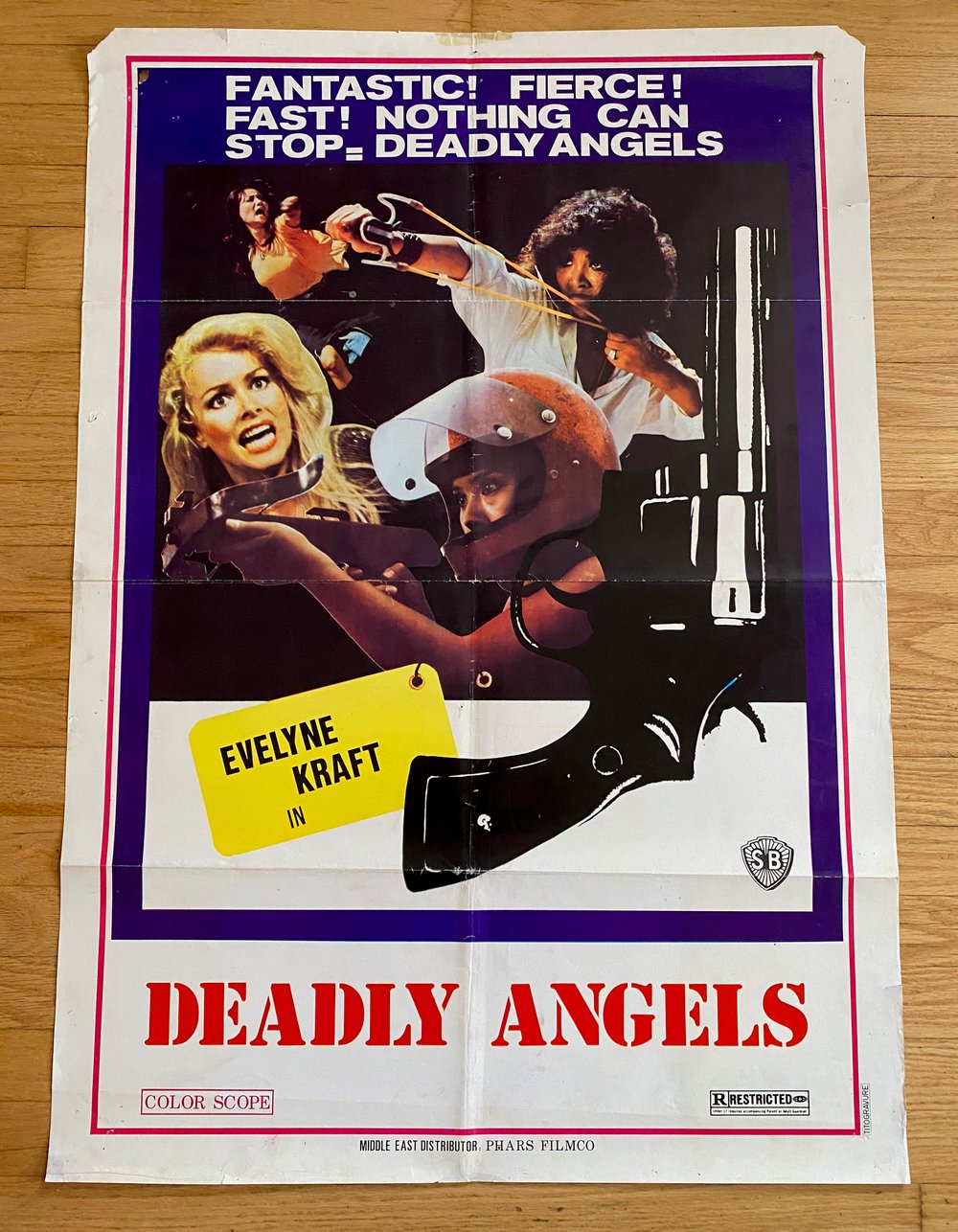 1976 DEADLY ANGELS Original Lebanese Shaw Bros. One Sheet Movie Poster