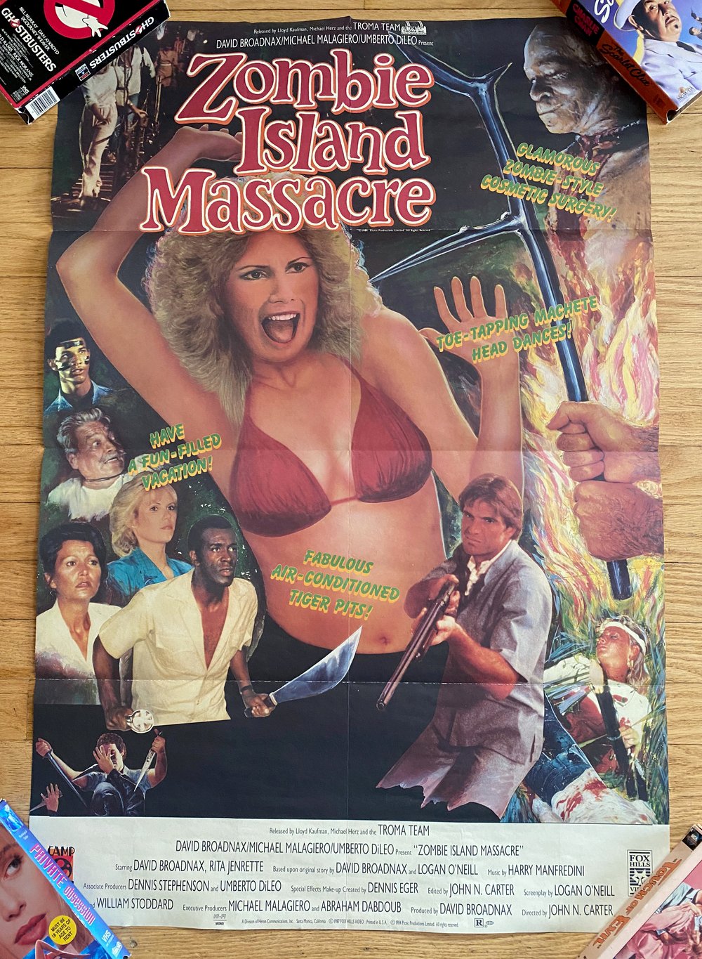 1984 ZOMBIE ISLAND MASSACRE Original Troma Promotional Video Movie Poster