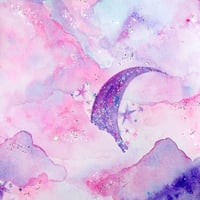Starry Moon Embellished Art Print