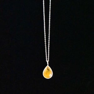 Image of Golden Rutilated Quartz pear cut silver necklace