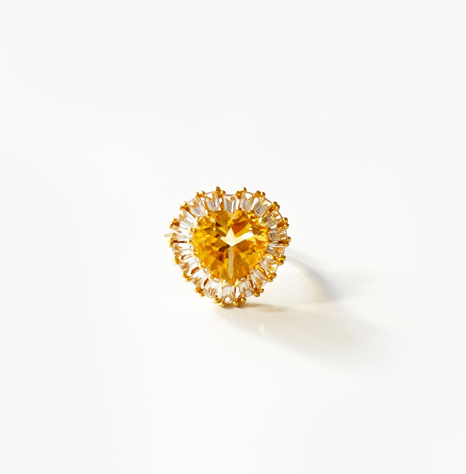 yellow topaz heart ring