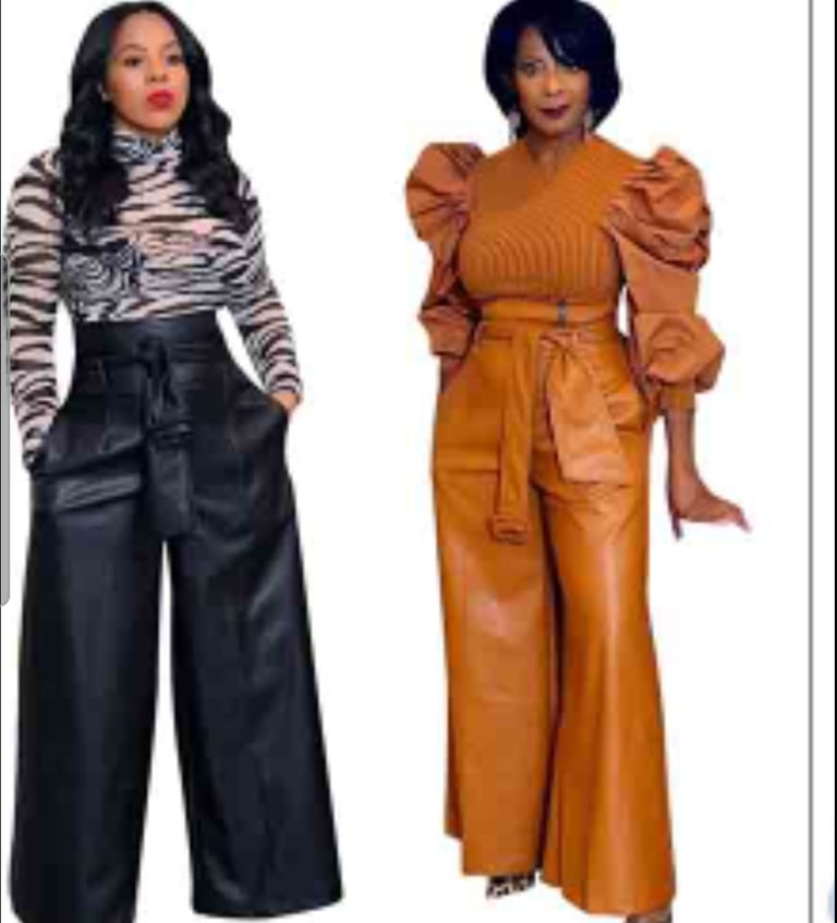 Wide Leg Leather Pants Image 4