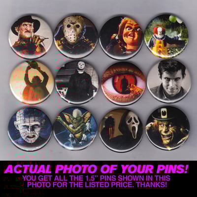 Image of Horror Movie Legends- Set of Twelve 1.5" Pins
