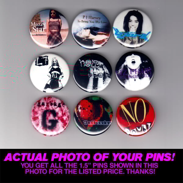 Image of 90's Girl - Set of Nine 1.5" Pins