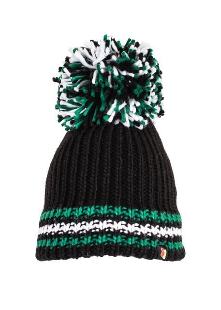 Image of Celtic black 3 stripes bobble hat
