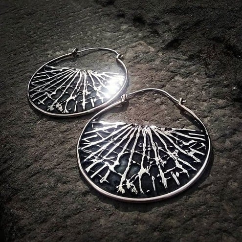 Image of 2 1/2" bronze 'dusk' hoop earrings