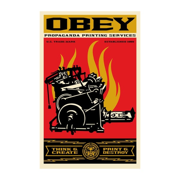 Image of OBEY GIANT - PRINT AND DESTROY SIGNED OFFSET LITHOGRAPH