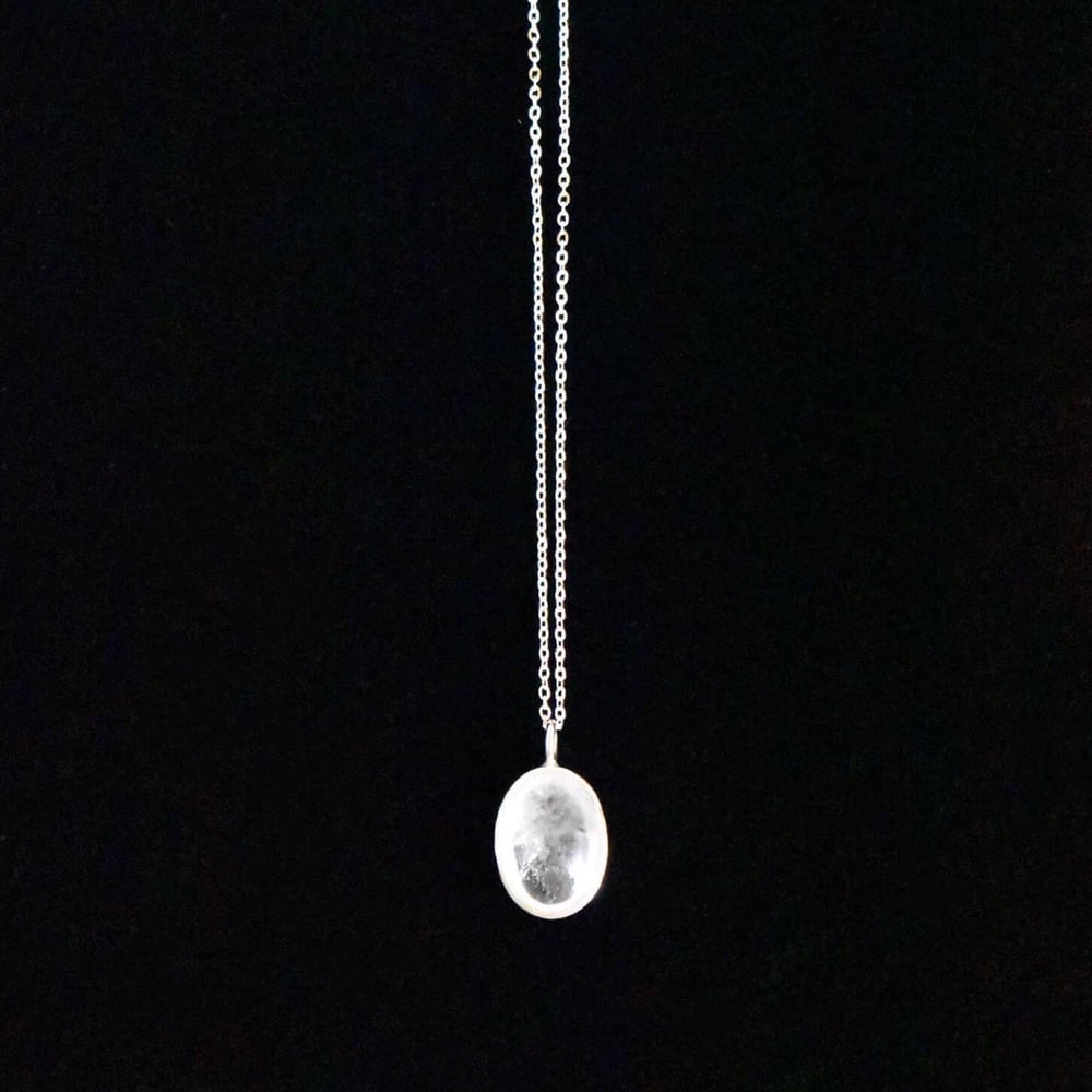 Image of Natural Clear Quartz oval cabochon silver necklace