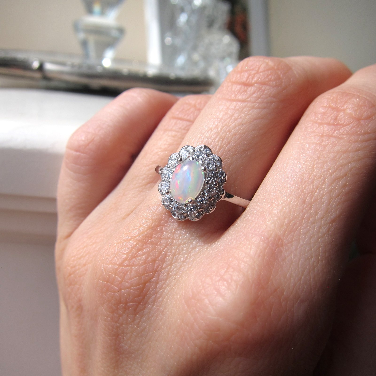 Fire Opal Ring (Size 6 1/2) – White Sage And Sapphire