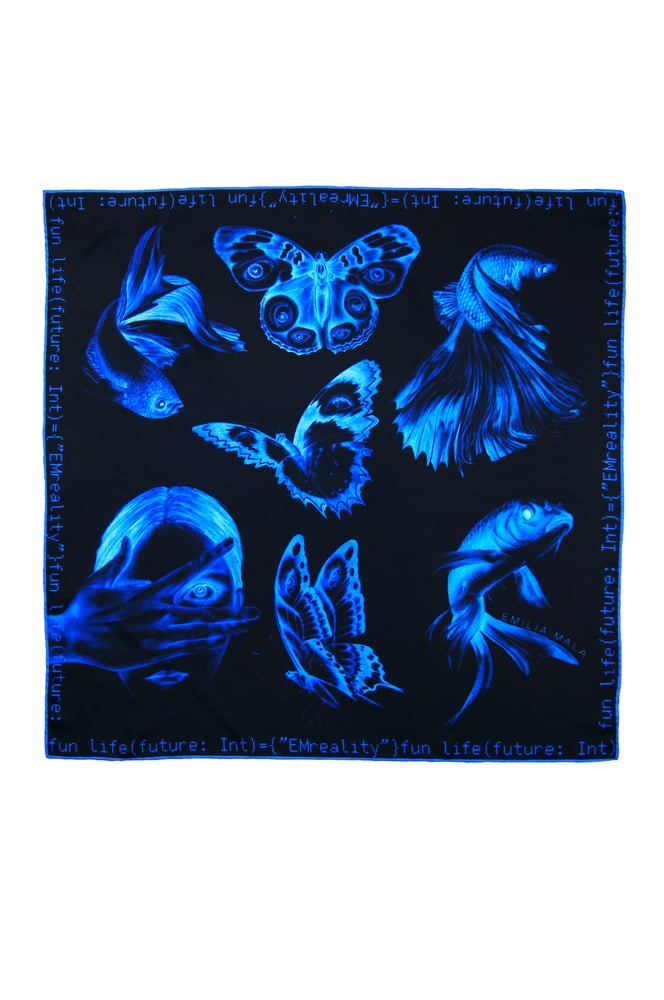 Image of "Method Not Allowed" Silk Scarf / Blue