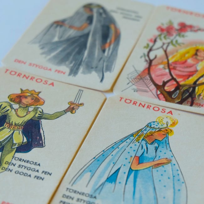 Set of 4 Vintage Playing Cards - Sleeping Beauty
