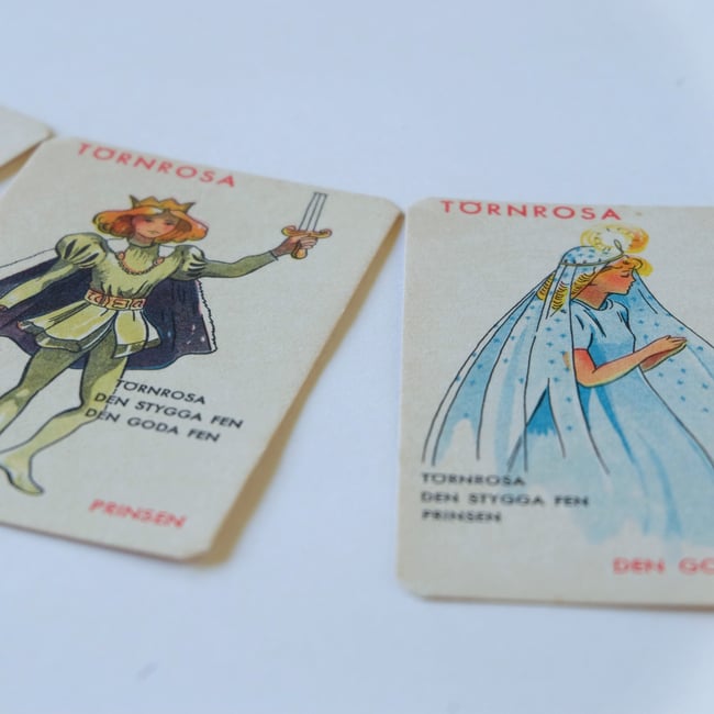 Set of 4 Vintage Playing Cards - Sleeping Beauty