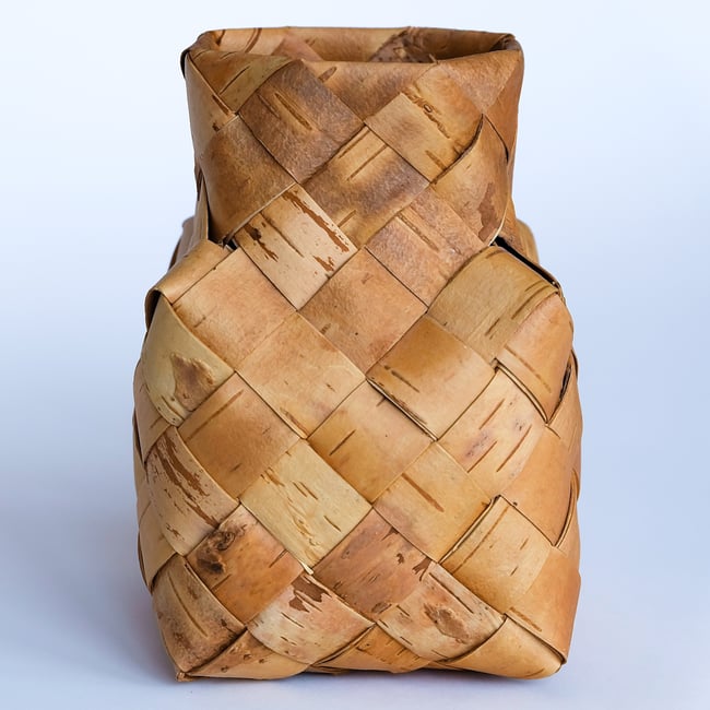 Vintage Hand Woven Birch Bark Vase