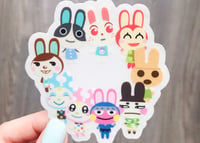 Image 2 of Animal Crossing Bunnies Clear Vinyl Sticker