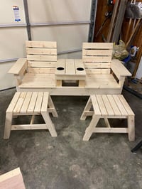 Double Seated Bench w/ Side Tables