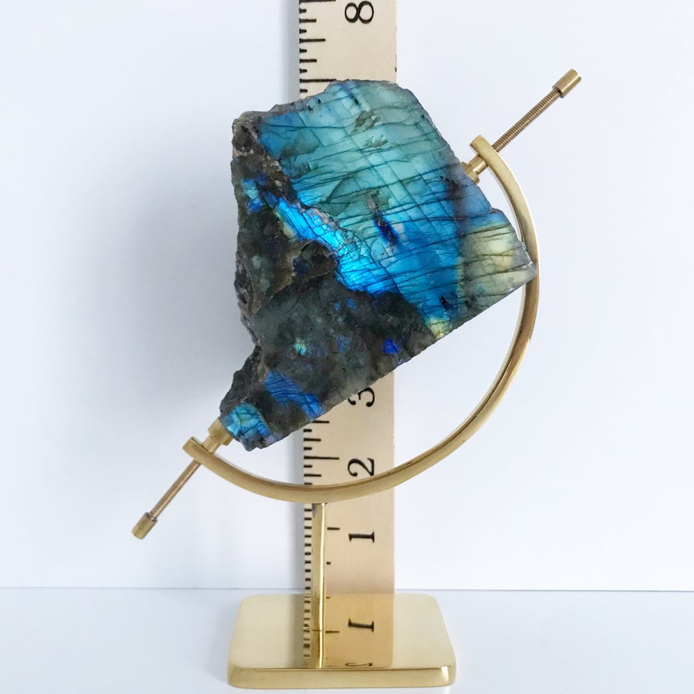 Image of Labradorite no.45 + Brass Arc Stand