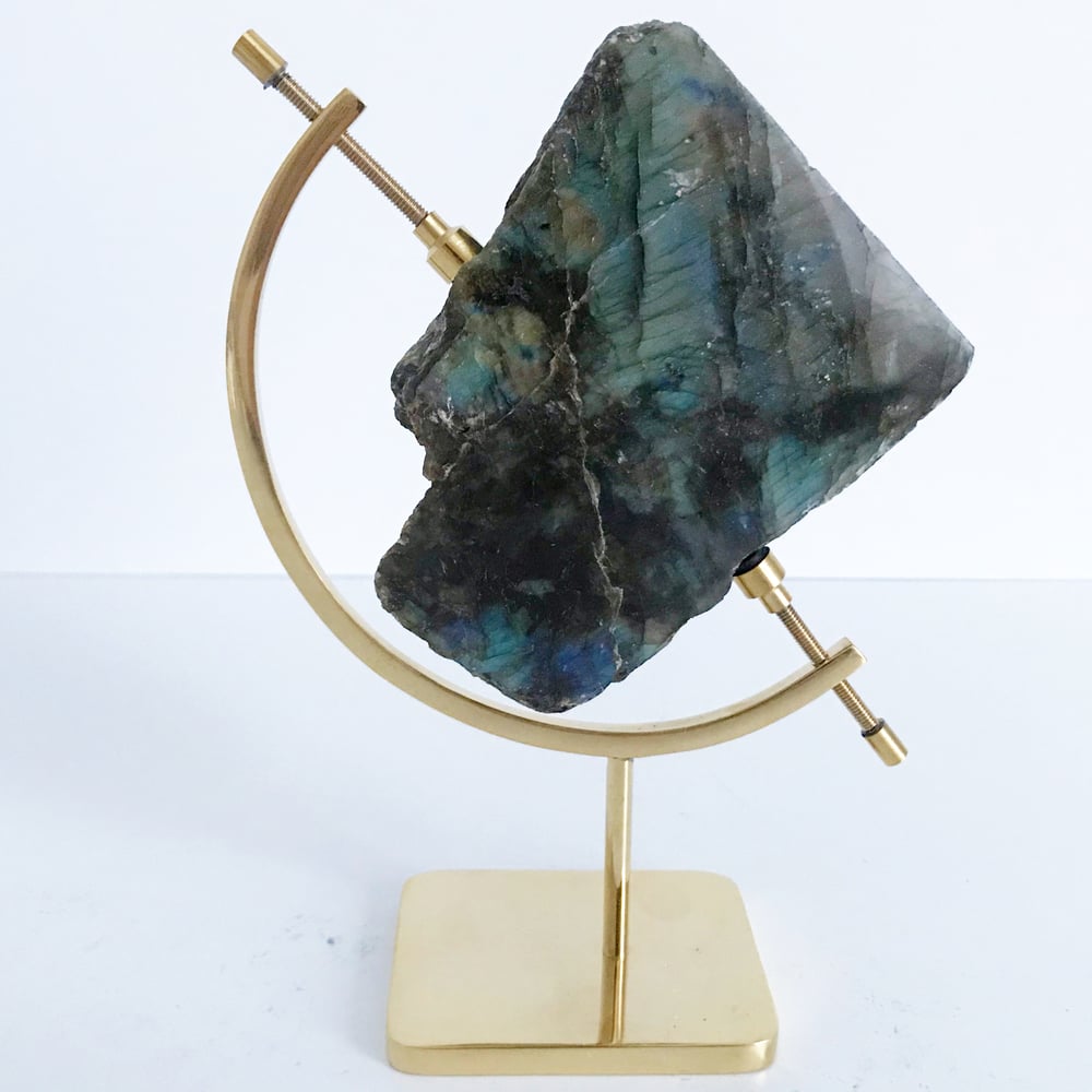 Image of Labradorite no.55 + Brass Arc Stand