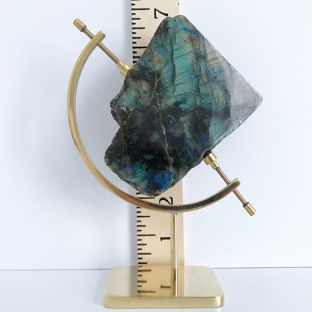 Image of Labradorite no.55 + Brass Arc Stand