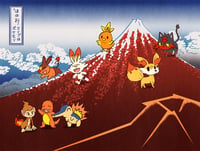 Image 1 of Pokemon Hokusai Fire Print