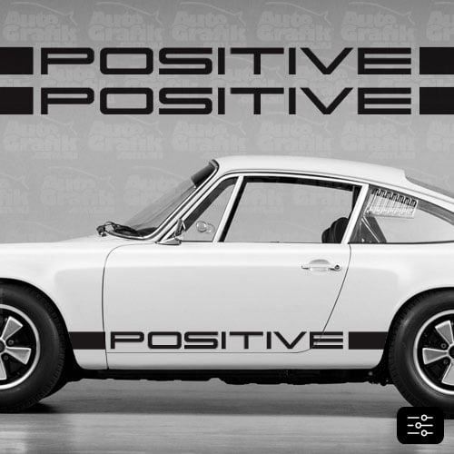 Image of POSITIVE IROC TYPE SIDE SCRIPT DECAL SET - YOUR CUSTOM TEXT 